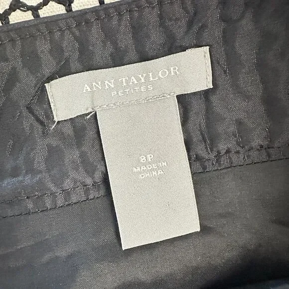 Ann Taylor Skirt Women 8 Petite Black White Silk Classic Boho Academia Corpcore - Picture 4 of 9